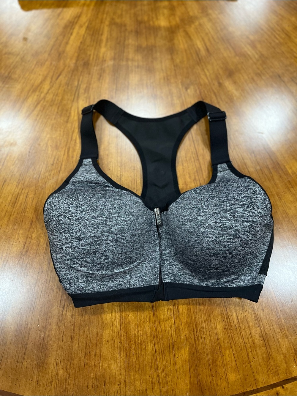 Victoria's Secret Gray Front-Zip Racerback Sports Bra